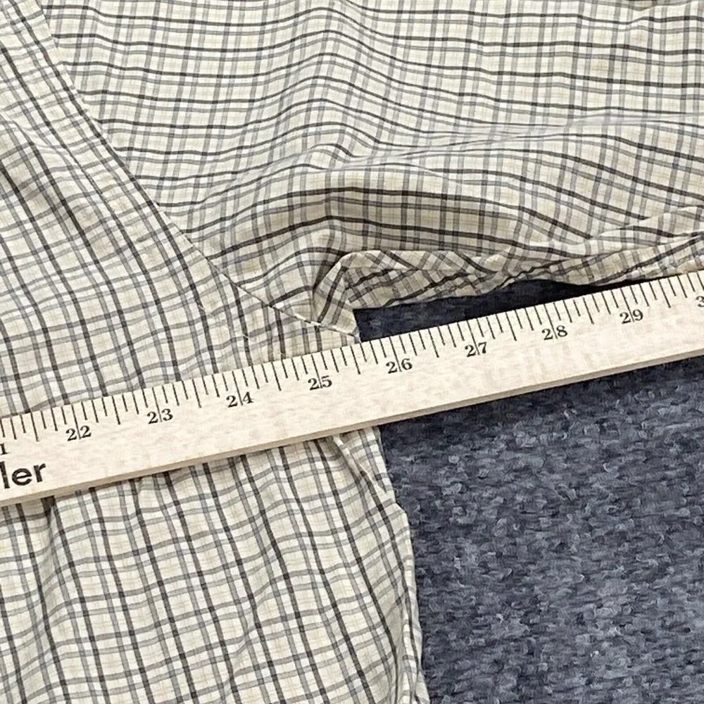 Vintage Y2K Nautica Shirt Men's‎ L Beige Gray Check Preppy Golf Coastal Classic